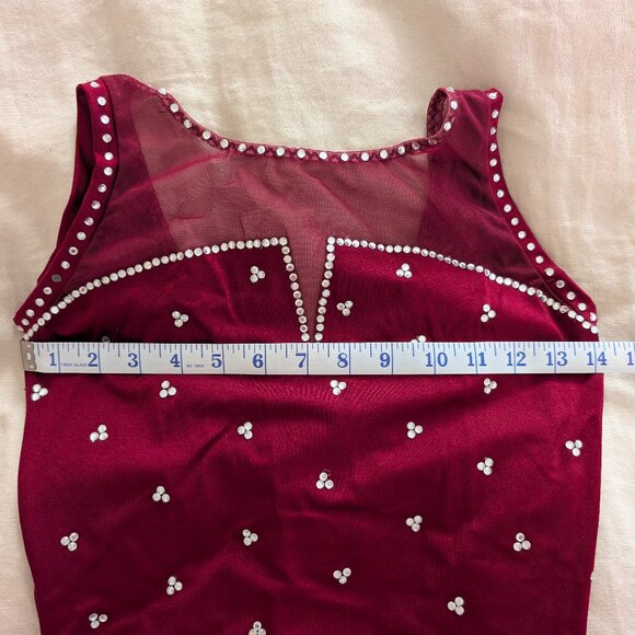 Maroon Ice Figure Skating Leotard Dress Small/Medium - Picture 4 of 11